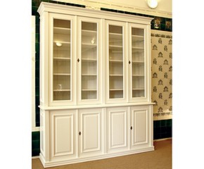 Bücherschrank weiß Glastüren DOPPLER23