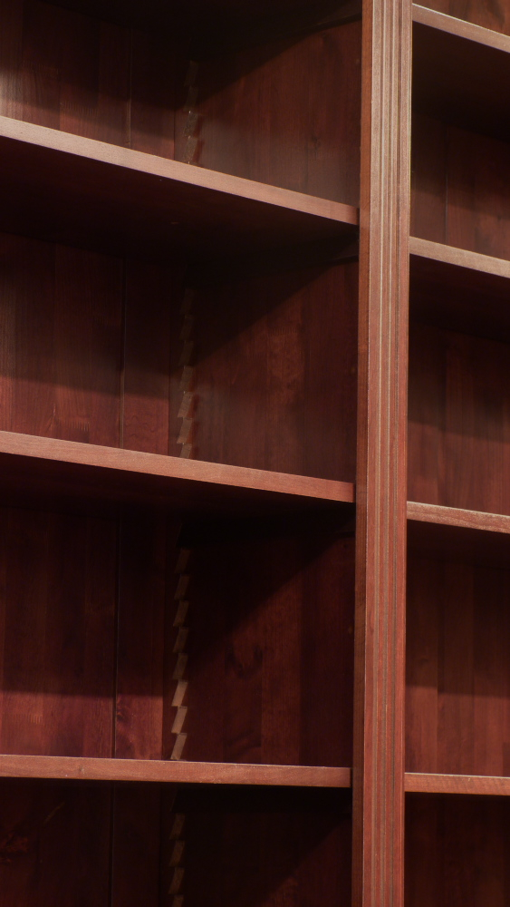 Klassiches Bücherrgegal mit geschlossenem Unterbau und Beleuchtung Klassiches Bücherrgegal mit geschlossenem Unterbau und Beleuchtung