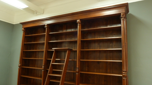 Massivholz Bücherregal mit Säulen und Leiter auch nach Maß Massivholz Bücherregal mit Säulen und Leiter auch nach Maß