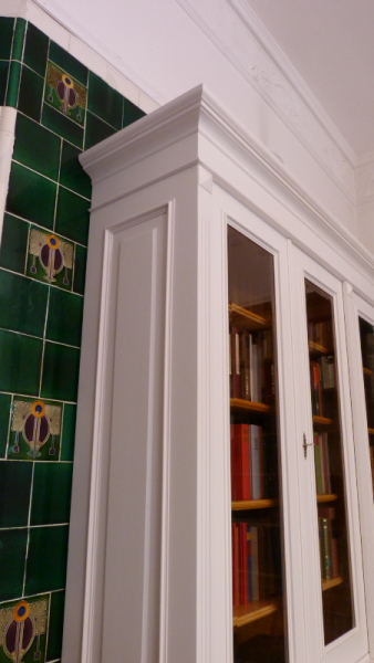 Massivholz Bücherschränke nach Maß, achttüriger Bücherschrank, massiv Erle, weiss lasiert Massivholz Bücherschränke nach Maß, achttüriger Bücherschrank, massiv Erle, weiss lasiert