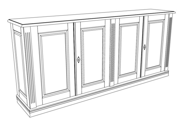Zeichnung der 4-türigen Anrichte KOMM1 - Bild 7 Zeichnung der 4-türigen Anrichte KOMM1 - Bild 7