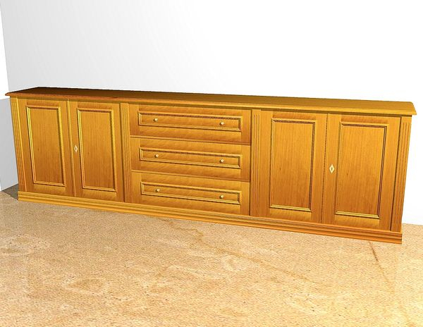 Sideboard 4-türig mit Schubladen im Naturton KOMM7 - Bild 1 Sideboard 4-türig mit Schubladen im Naturton KOMM7 - Bild 1