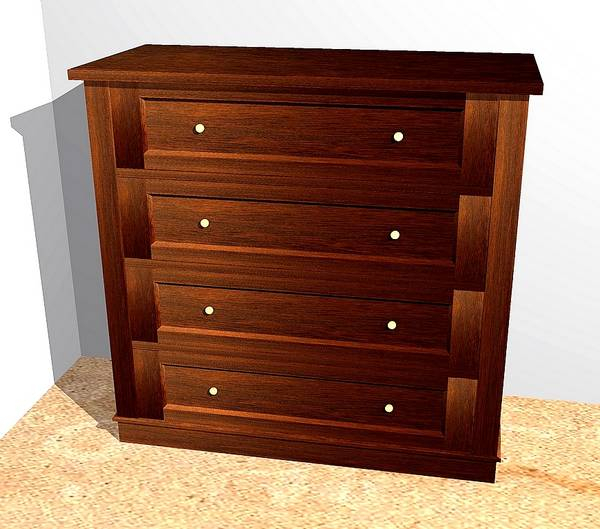 4-schübige Kommode aus Erle im Nussbaumton - Bild 4 4-schübige Kommode aus Erle im Nussbaumton - Bild 4