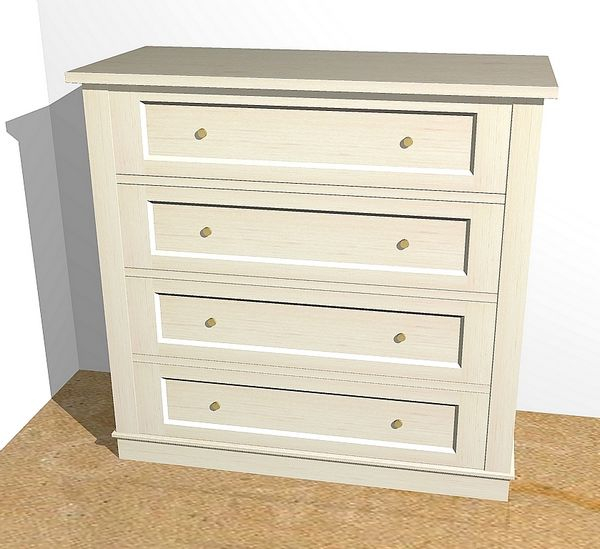 Kommode in weiss mit 4 Schubladen KOMM3 - Bild 2 Kommode in weiss mit 4 Schubladen KOMM3 - Bild 2