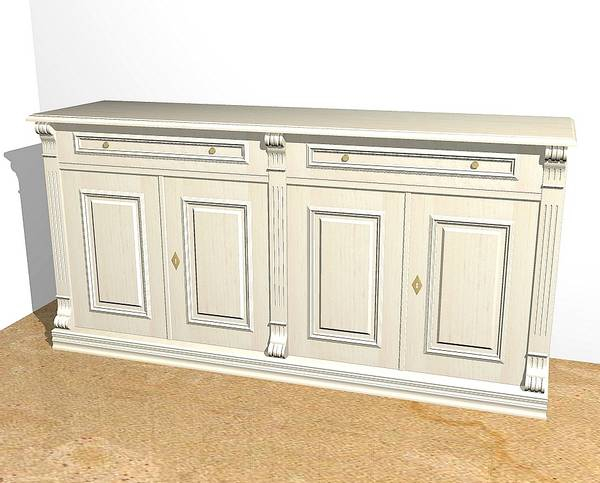 Kommode in weiß lasiert mit Türen und Schüben KOMM4 - Bild 3 Kommode in weiß lasiert mit Türen und Schüben KOMM4 - Bild 3