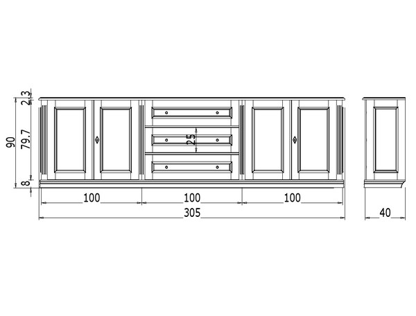 Maßangaben für dieses Beispiel Sideboard KOMM7 - Bild 8 Maßangaben für dieses Beispiel Sideboard KOMM7 - Bild 8
