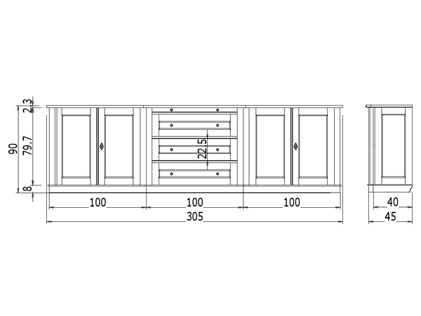 Maße für das Modell Sideboard KOMM6 - Bild 8 Maße für das Modell Sideboard KOMM6 - Bild 8