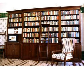 Bucherwand Mit Turen Und Leiter Massivholz Regalwand Mit Turen Und