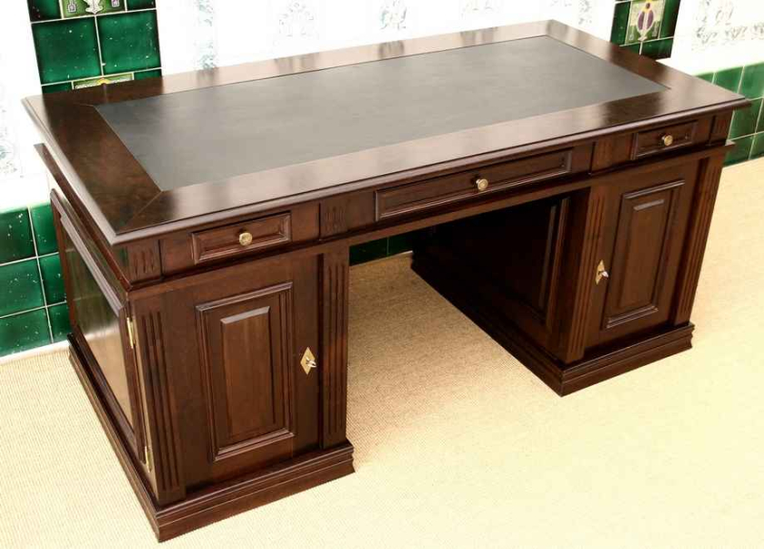 Ansicht Schreibplatte mit Ledereinlage Ansicht Schreibplatte mit Ledereinlage