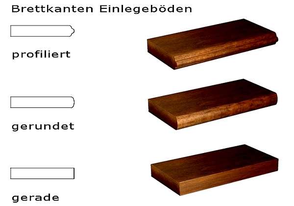 Varianten für Brettkanten der Regalböden