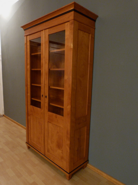 Bücherschrank Massivholz 2 Glastüren, kirscholzschrank, kirsche schrank
