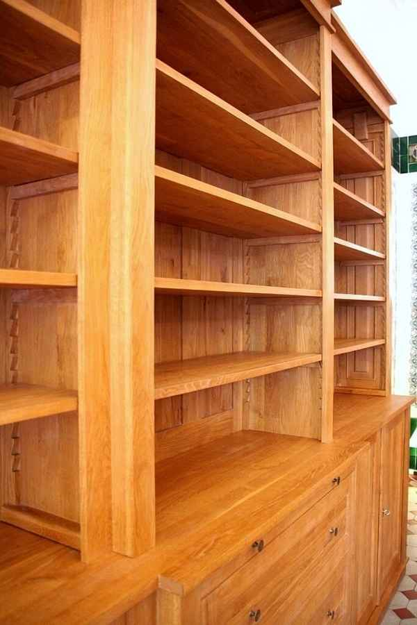 Bücherwand massiv Eiche mit Türen Bücherregal DREIER2 massiv Eiche