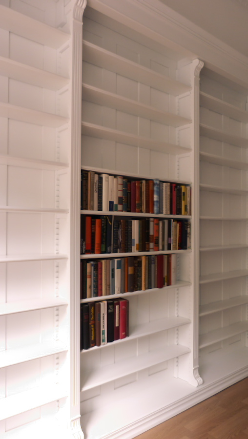 Bücherwand im Gründerzeitstil, massiv Erle