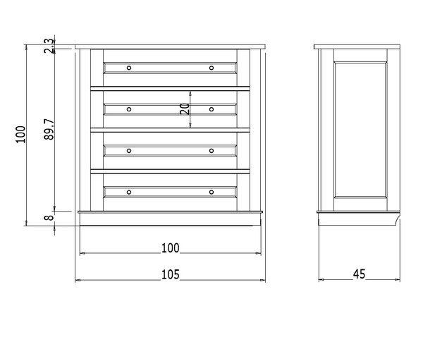 Maßzeichnung für die Kommode KOMM3 - Bild 8