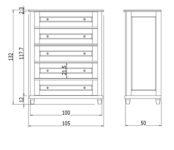 Maßangaben für das Beispiel Kommode KOMM8 - Bild 8