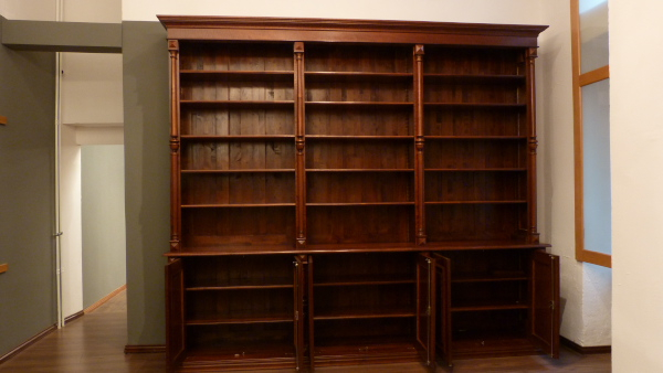 Massivholz Bücherregal mit Säulen und Leiter auch nach Maß