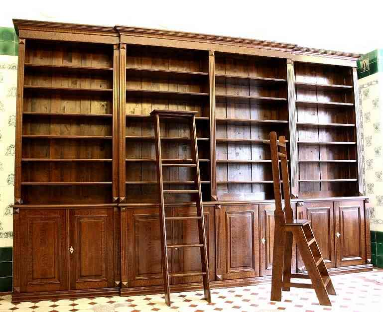 Regalwand massiv aus Holz mit Leiter WAND1 - Bild 6