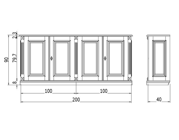 Maßzeichnung für dieses Beispiel Sideboard KOMM9 - Bild 8